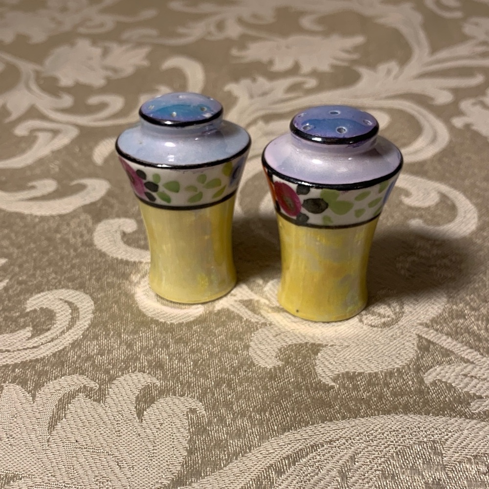 Charming Yellow and Blue Floral Salt and Pepper Shakers